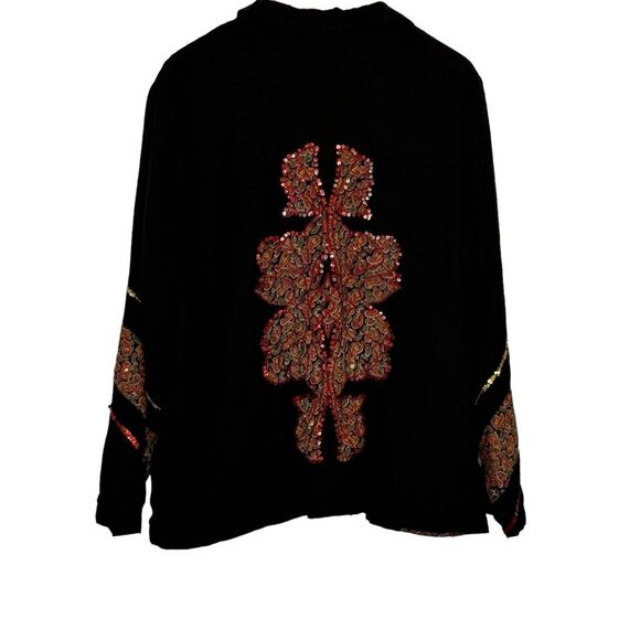 Choices Women's Jacket Shacket Sequined Embellished Asian Appliques Size 1X - Picture 3 of 10